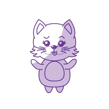 siluet şirin kedi vahşi hayvan yüz ifade vektör çizim ile