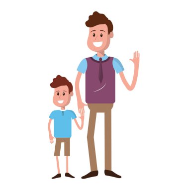 ele, vektör çizim sahip oğluyla mutlu adam