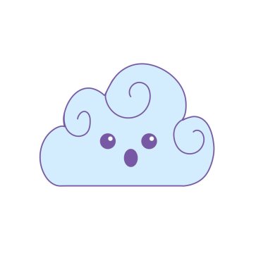 Kawaii sevimli sürpriz bulut hava vektör çizim