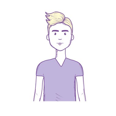 sevimli adam haistyle ve t-shirt, illüstrasyon vektör