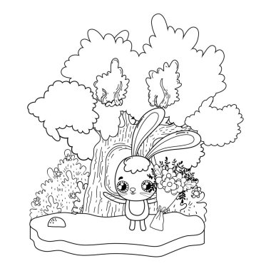 Sevimli küçük tavşan. Vektör çizim