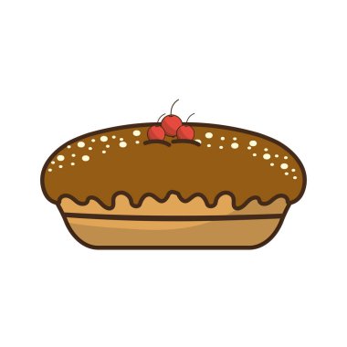 mutlu yıllar, vektör illüstrasyon kiraz ile lezzetli pastel