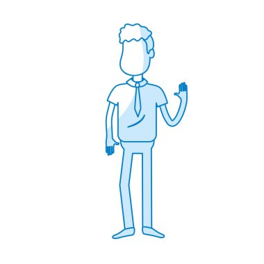 siluet sevimli adam elinizi kaldırın ve güzel giyim, vektör çizim