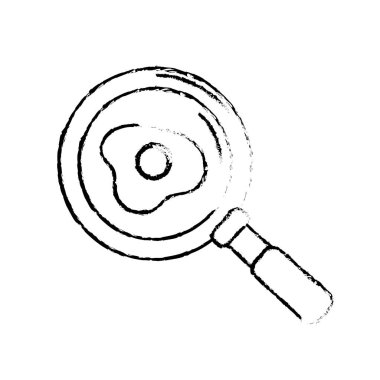 figure delicious fried egg inside skillet pan vector illustration