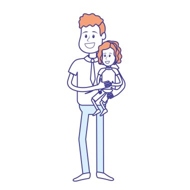 güzel baba kızını elinde vektör çizim taşıma