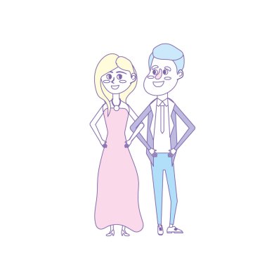 mutlu çift birlikte ve romantik kutlama vektör illüstrasyon