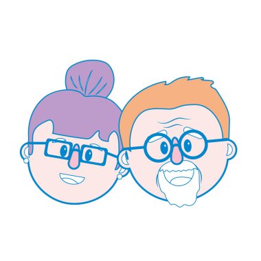 yaşlı çift yüz saç modeli vektör çizim ile