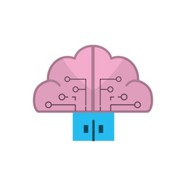 beyin bulut verilerle devreler ve kapı bağlantı vektör çizim