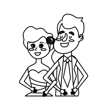 satır mutlu çift birlikte ve romantik kutlama vektör çizim