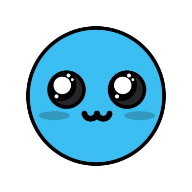 şirin kawaii güzel yüz gülümseme ve mutlu vektör çizim