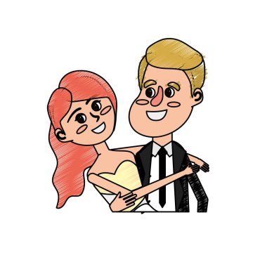 mutlu çift birlikte ve romantik kutlama vektör illüstrasyon