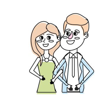 mutlu çift birlikte ve romantik kutlama vektör illüstrasyon