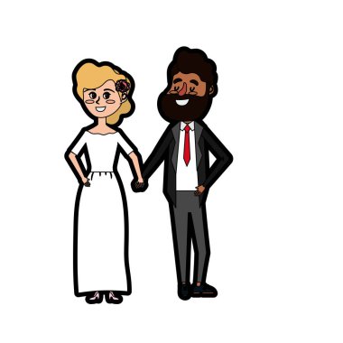 mutlu çift birlikte ve romantik kutlama vektör illüstrasyon