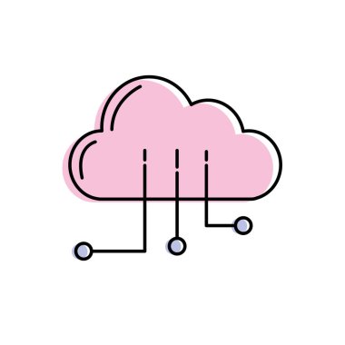 bulut veri ile dijital bağlantı vektör çizim için dolaşma