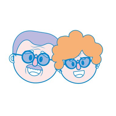 yaşlı çift yüz saç modeli vektör çizim ile