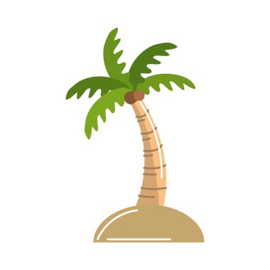 Hindistan cevizi ve yaprakları vektör çizim ile palmiye