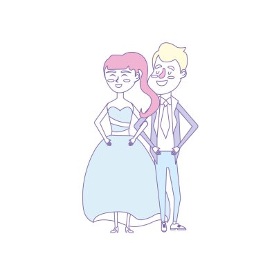 mutlu çift birlikte ve romantik kutlama vektör illüstrasyon