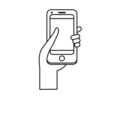 satır smartphone dijital teknoloji el vektör çizim iletişim için