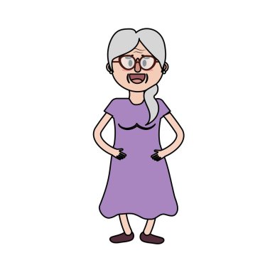 Yaşlı kadın ile gözlük ve saç modeli vektör çizim