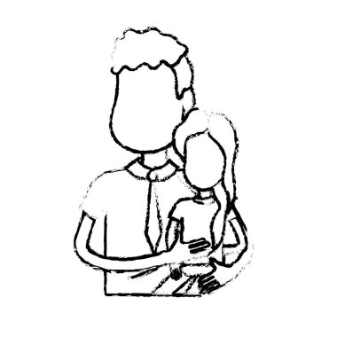 Şekil güzel baba kızını elinde vektör çizim taşıma