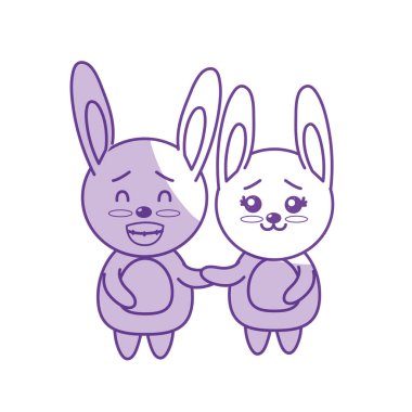 siluet hoş bir çift güzel ifade vektör çizim ile vahşi hayvan tavşan