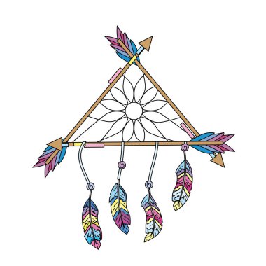Güzellik Rüya yakalayıcı tüyler ve okları tasarım vektör çizim ile