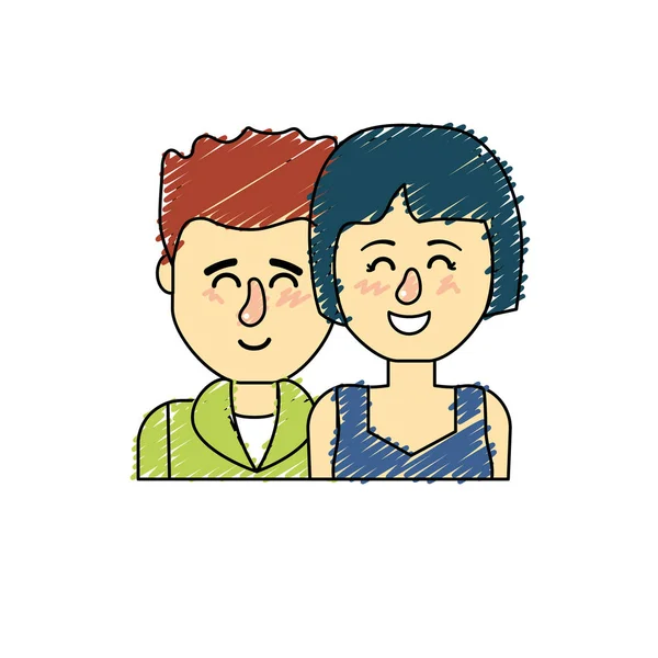 Bonita Pareja Con Diseño Peinado Vector Ilustración — Vector de stock