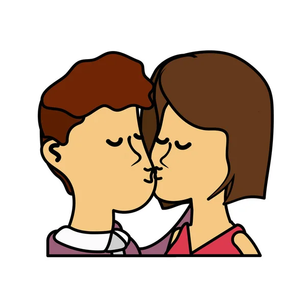 Schattig Paar Zoenen Een Romantisch Tafereel Vectorillustratie — Stockvector