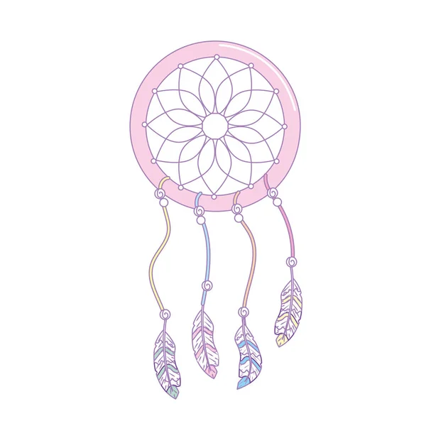 Skönhet Dream Catcher Med Fjädrar Design Vektorillustration — Stock vektor