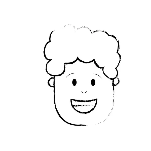 Figure Homme Tête Avec Dessin Coiffure Illustration Vectorielle — Image vectorielle