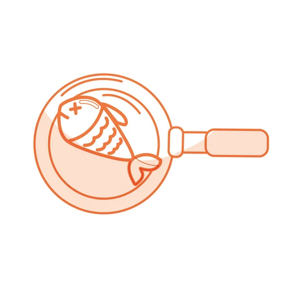 Силуэт Вкусная Жареная Рыба Внутри Сковороды Векторной Иллюстрации — стоковый вектор