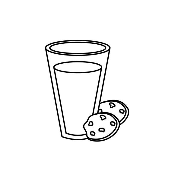 Linie Lahodné Mléko Čokoládové Cookies Vektorové Ilustrace — Stockový vektor