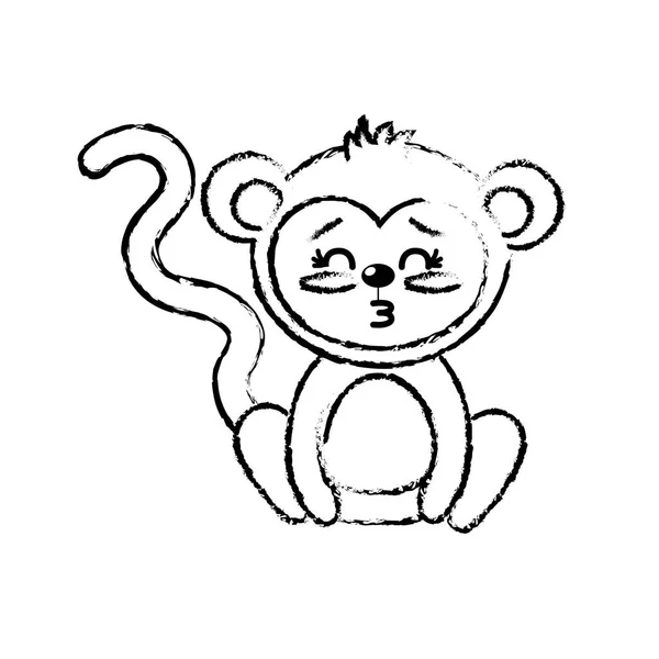 Figure Cute Monkey Wild Animal Face Expression Vector Illustration — Stock Vector