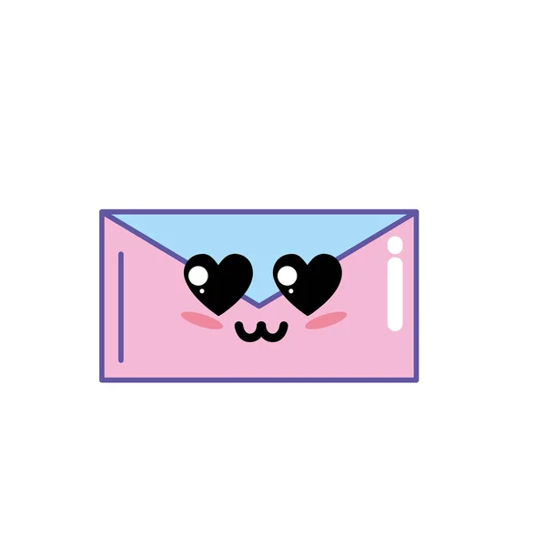 Kawaii Cute Tender Letter Card Vector Illustration — Stock Vector