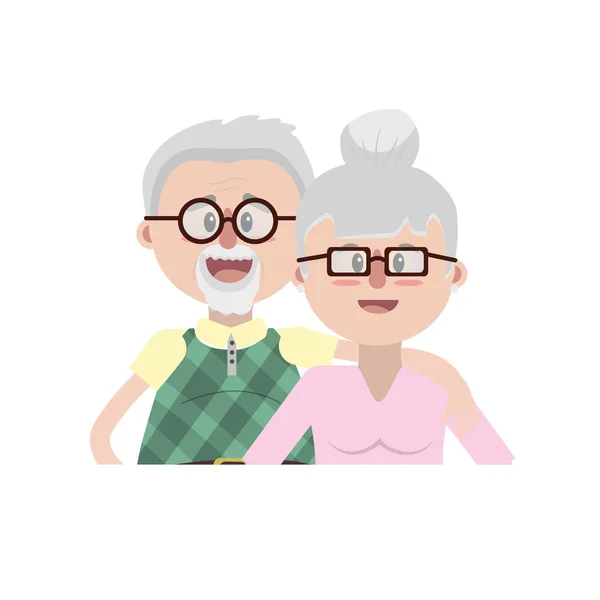 Pareja Edad Con Peinado Gafas Vector Ilustración — Vector de stock