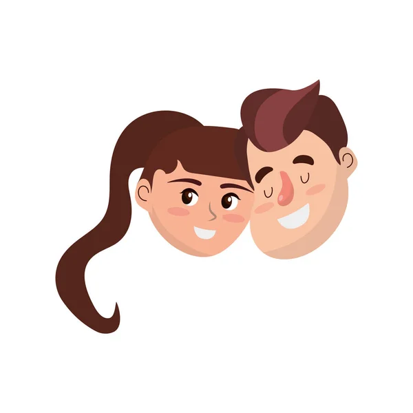 Feliz Casal Rosto Com Penteado Design Vetor Ilustração — Vetor de Stock