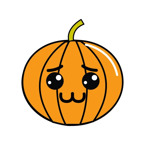 Kawaii Shy Pumpkin Vegetable Icon Vector Illustration Design — Stock Vector