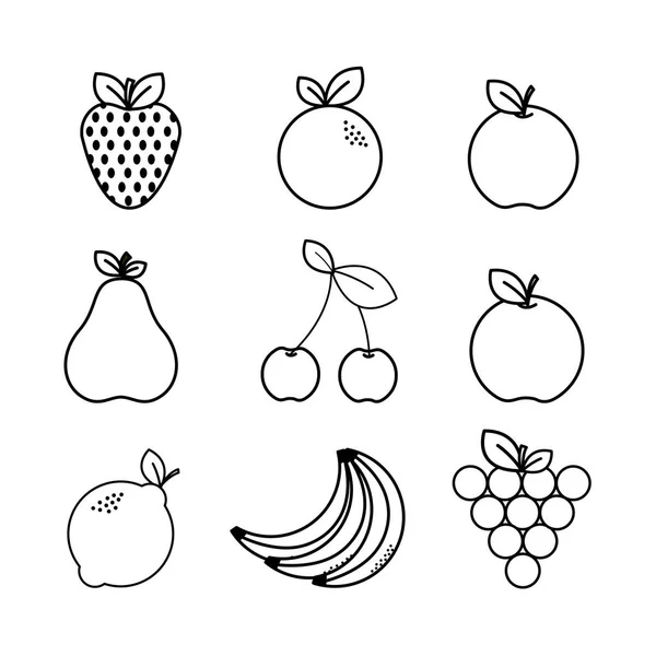 Figura Natural Ícone Fundo Frutas Design Ilustração Vetorial — Vetor de Stock