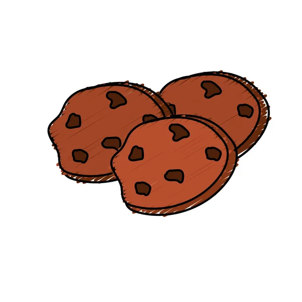 Sabrosas Galletas Chocolate Snack Alimento Vector Ilustración — Archivo Imágenes Vectoriales