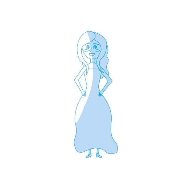 Silhouette Mariée Heureuse Avec Coiffure Élégante Robe Vectorielle Illustration — Image vectorielle