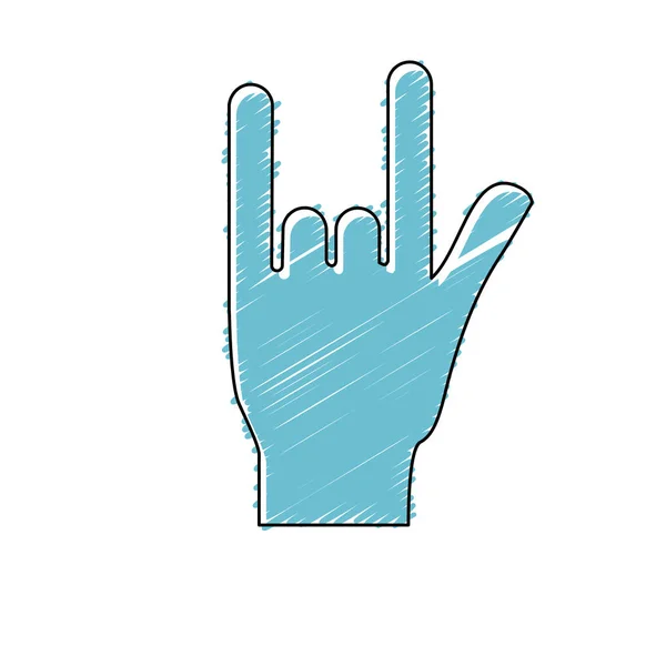 Hand Mit Rock Symbol Und Musikalischen Signalen Vektor Illustration — Stockvektor