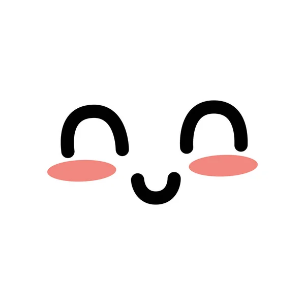 可爱的卡瓦伊美丽的脸笑和快乐的矢量插图 — 图库矢量图片