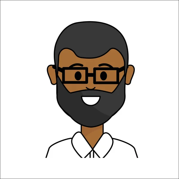 Personas Hombre Cara Feliz Con Gafas Icono Vector Ilustración — Vector de stock