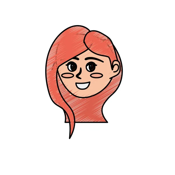 Avatar Feliz Mulher Rosto Com Penteado Design Vetor Ilustração —  Vetores de Stock