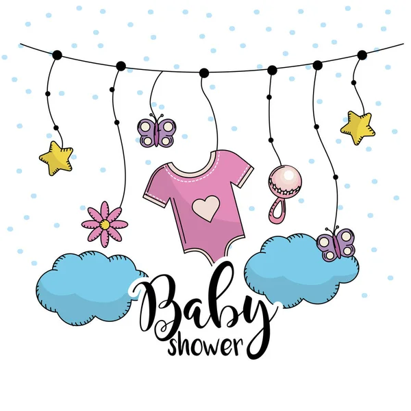 家族のベクトル図に子供を歓迎するためのベビー シャワー — ストックベクタ