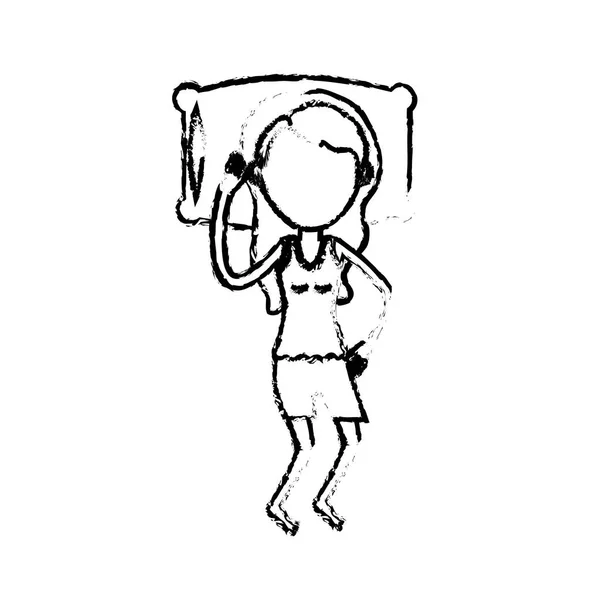 Figura Mulher Com Penteado Desing Adormecido Vetor Ilustração — Vetor de Stock
