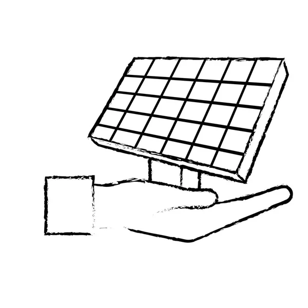 图手与太阳能元素重复使用能量向量例证 — 图库矢量图片