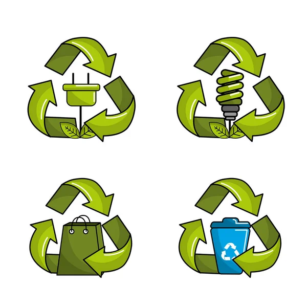 Planète Recyclage Icône Stock Vecteur Illustration Conception Image — Image vectorielle