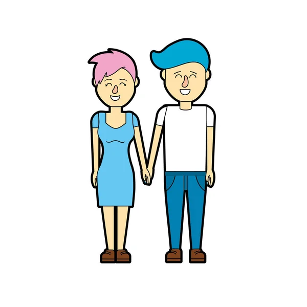 Bonita Pareja Con Diseño Peinado Vector Ilustración — Vector de stock