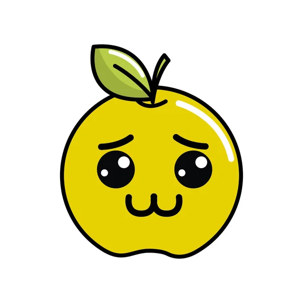 Kawaii Timido Limone Frutta Icona Disegno Illustrazione Vettoriale — Vettoriale Stock